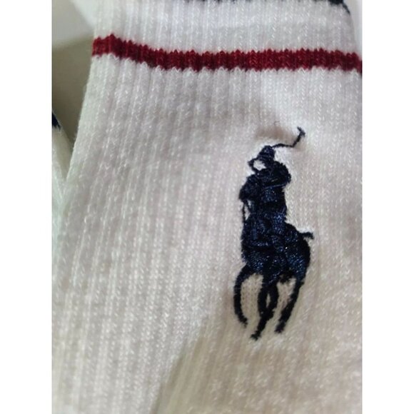 Polo Ralph Lauren Mens Crew Socks White Multi w/ Large Big Pony 3 pack 10-13 NWT - Picture 2 of 4